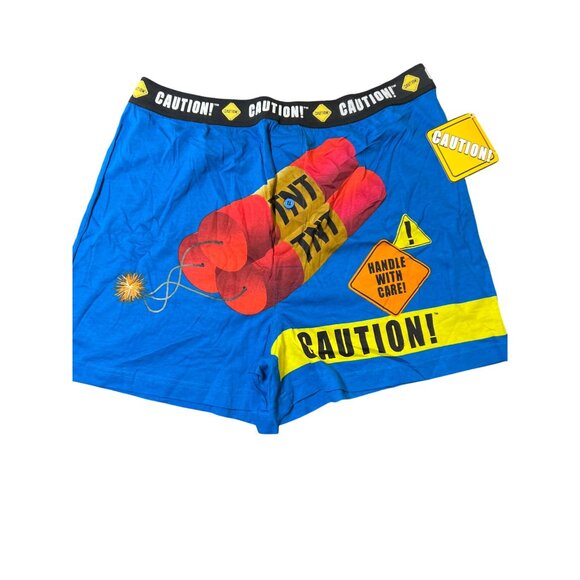 Caution TNT Boxer Shorts Highly Explosive Print Blue 100% Cotton Size Large NWT - Picture 1 of 4